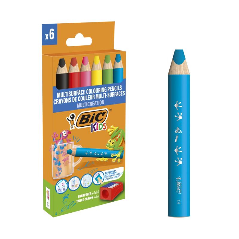 KREDKI OŁÓWKOWE 6 BIC KIDS MULTISURFACE + TEMPERÓWKA