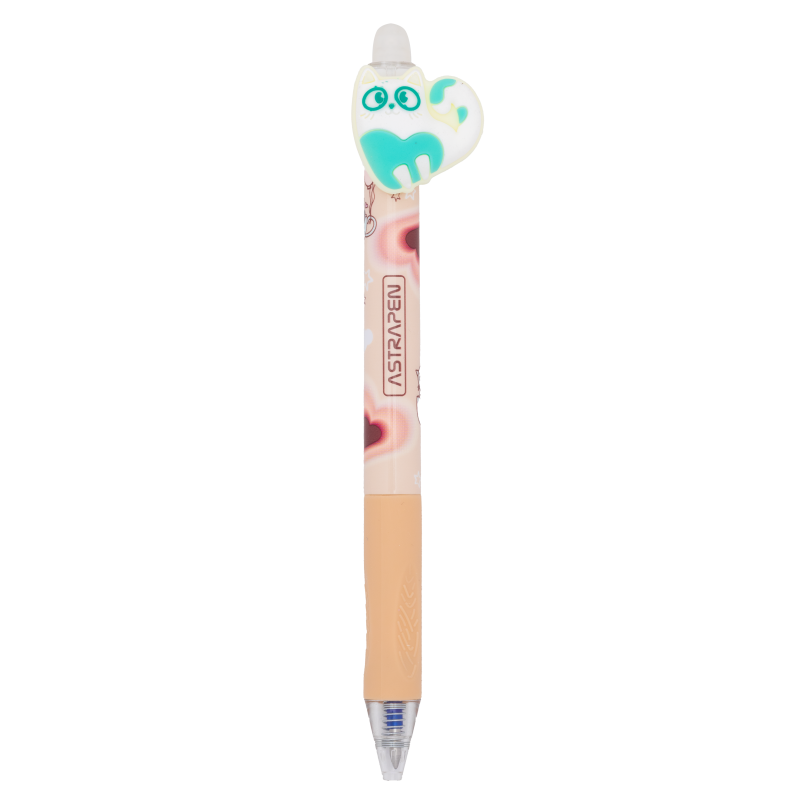 DŁUGOPIS WYMAZYWALNY CLICK Z GUMOWYM UCHWYTEM 0,5MM ASTRAPEN ANIMALS CHOCO A/2