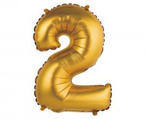 BALON FOLIOWY CYFRA 2 ZŁOTO MAT 35CM
