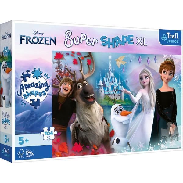 PUZZLE 104 XL TREFL W ŚWIECIE ANNY I ELSY FROZEN