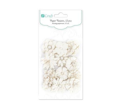 KWIATY PAPIEROWE 12SZT WHITE