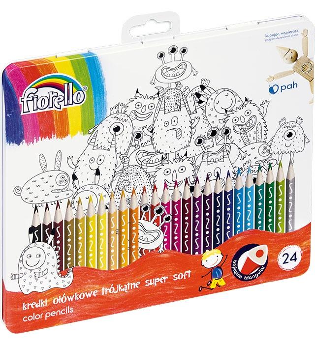 KREDKI SUPER SOFT 24 KOLORY FIORELLO OPAKOWANIE METALOWE