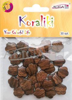 KORALIKI KWIATKI DREWNO OP.30SZT