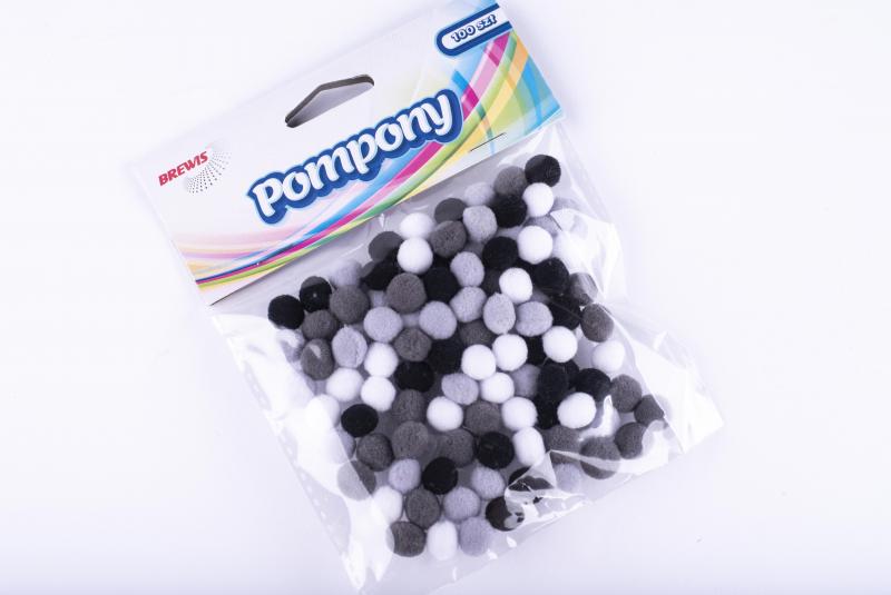 POMPONY ODCIENIE SZAREGO 10MM