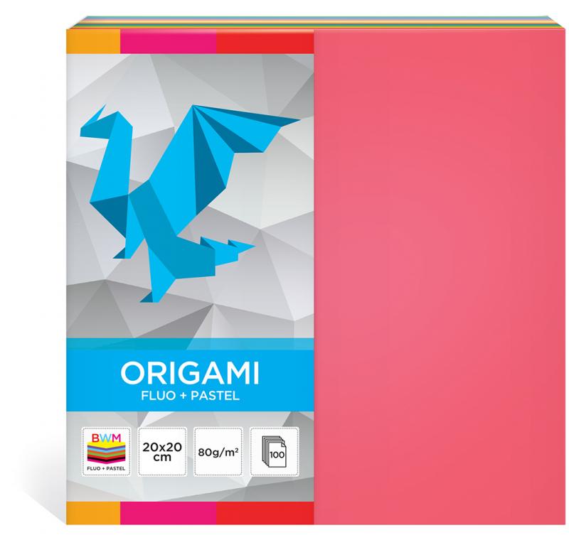 ORIGAMI 20X20 FLUO+PASTELE A/100