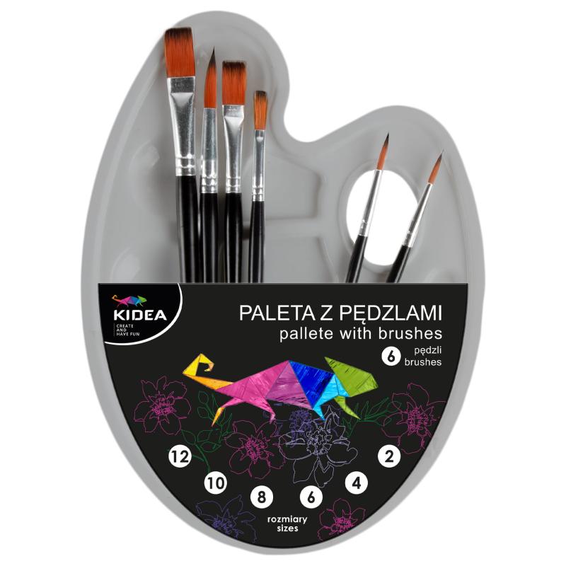 PALETA Z PĘDZLAMI 7 ELEMENTÓW KIDEA