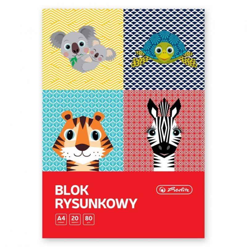 BLOK RYSUNKOWY BIAŁY A4 20K CUTE ANIMALS