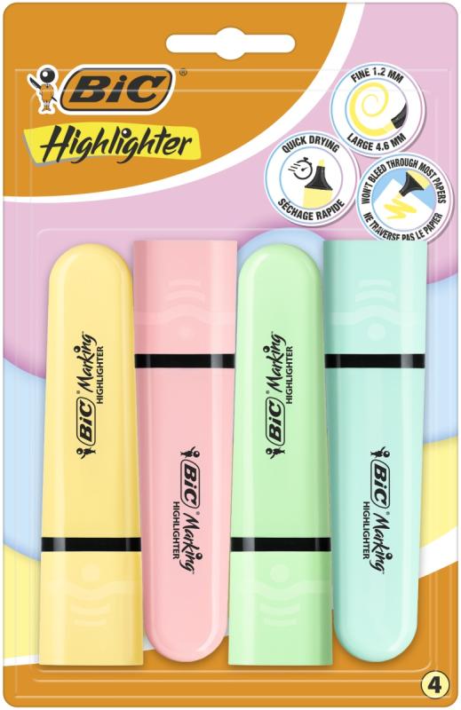 ZAKREŚLACZ BIC FLAT MIX PASTEL A4 BLISTER