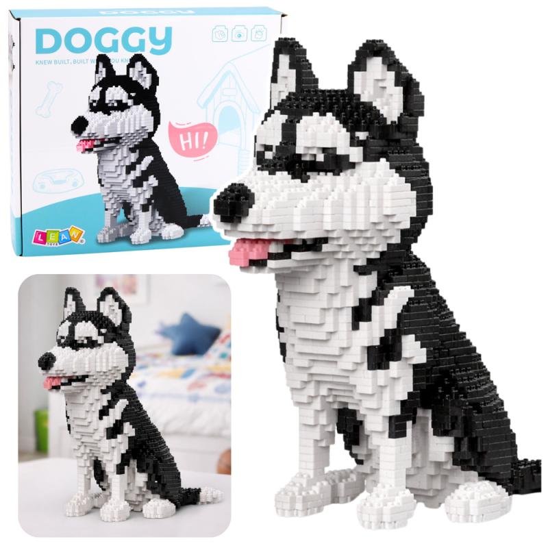 ZESTAW KLOCKI KONSTRUKCYJNE PIES HUSKY BIAŁO-CZARNY FIGURKA 3D 1900 ELEMENTY