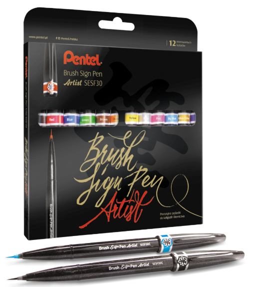 PISAK PĘDZELKOWY BRUSH SIGNT PEN ARTIST KOMPLET 12 SZTUK