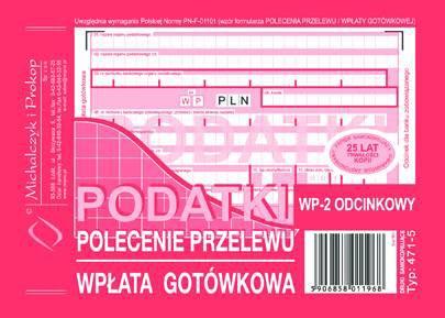 DRUK M POLECENIE PRZELEWU A6 PODATKI 2 ODC.