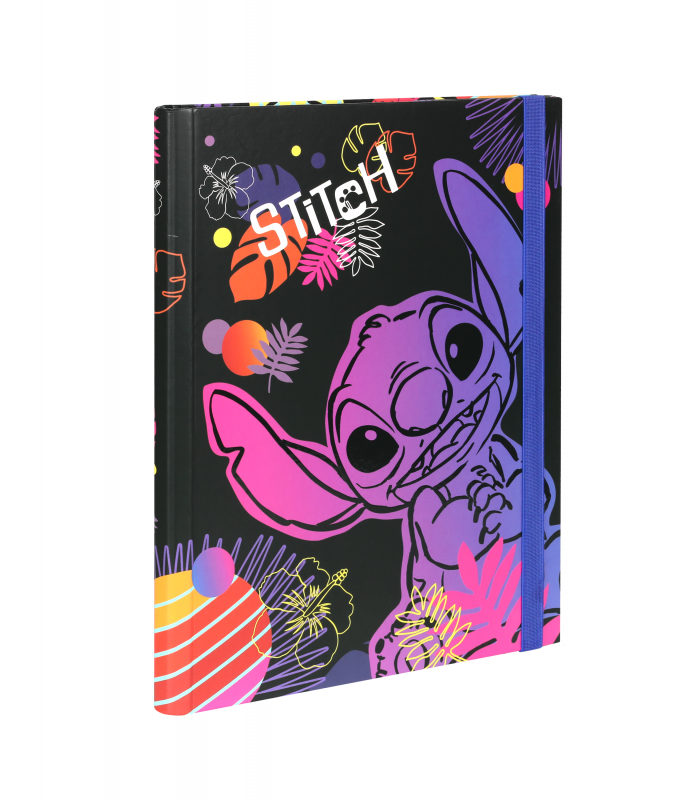 TECZKA PRZESTRZENNA TEKTUROWA A4 Z GUMKĄ / 3 cm - WZÓR 1- STITCH DISNEY BLACK