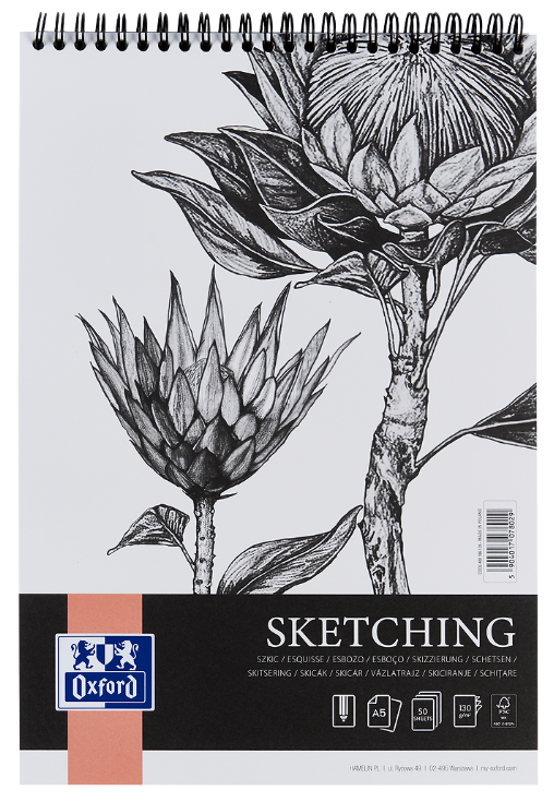 SZKICOWNIK NA SPIRALI A5/50 OXFORD ART 130G
