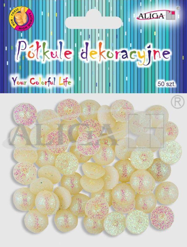 PÓŁKULE BROKATOWE PERŁOWE MINI 13MM A50