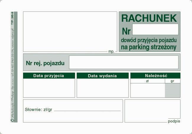 DRUK M RK DOWÓD PRZYJ.POJ.NA PARKIN