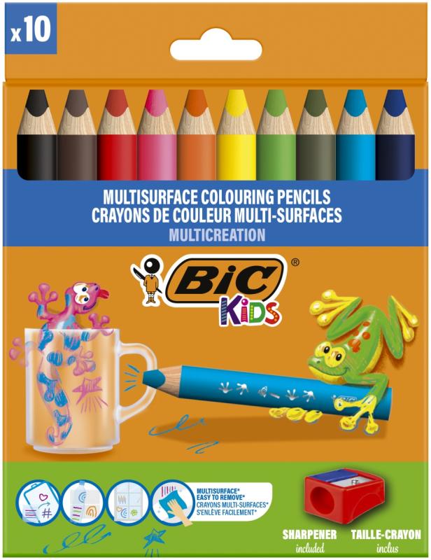 KREDKI OŁÓWKOWE 10 BIC KIDS MULTISURFACE + TEMPERÓWKA