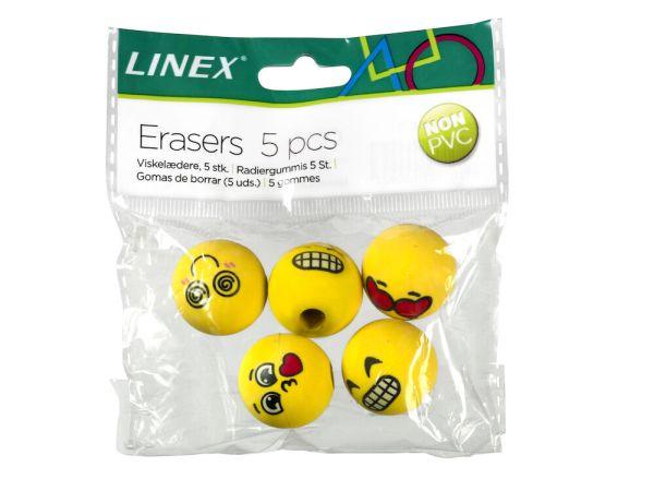GUMKI NA OŁÓWEK LINEX EMOJI OP 5SZT