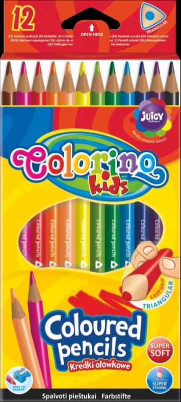 KREDKI OŁÓWKOWE 12 COLORINO TRÓJKĄTNE STANDARD