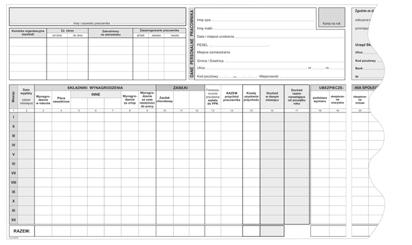 DRUK M KARTA PRZYCHODÓW PRACOWNIKÓW A4