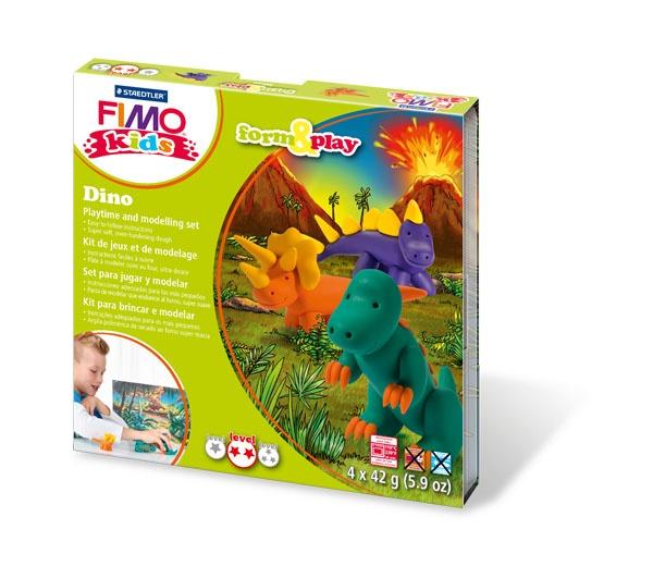 ZESTAW FIMO KIDS FORM&PLAY 4X42G DINOZAURY