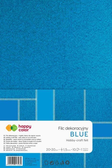 FILC DEKORACYJNY 20X30CM NIEBIESKI 1,5MM 10 ARKUSZY GDD