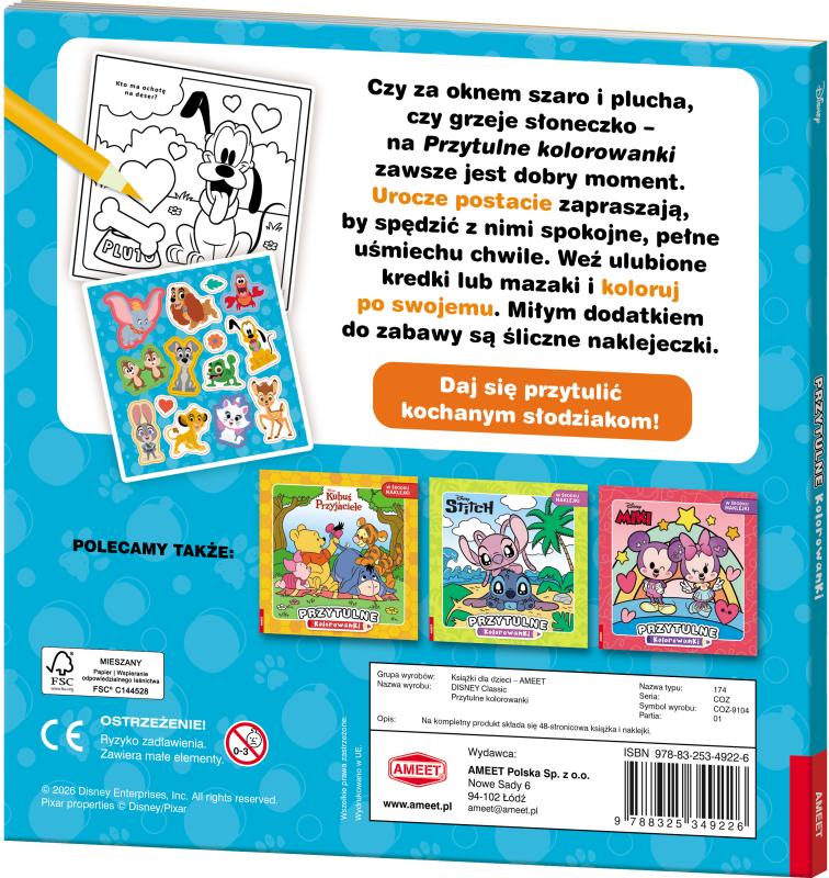 KSIĄŻECZKA DISNEY CLASSIC.PRZYTULNE KOLOROWANKI