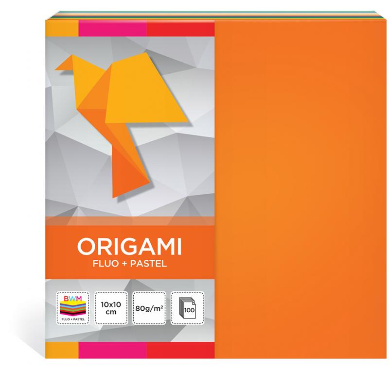 ORIGAMI 10X10 FLUO+PASTELE A/100