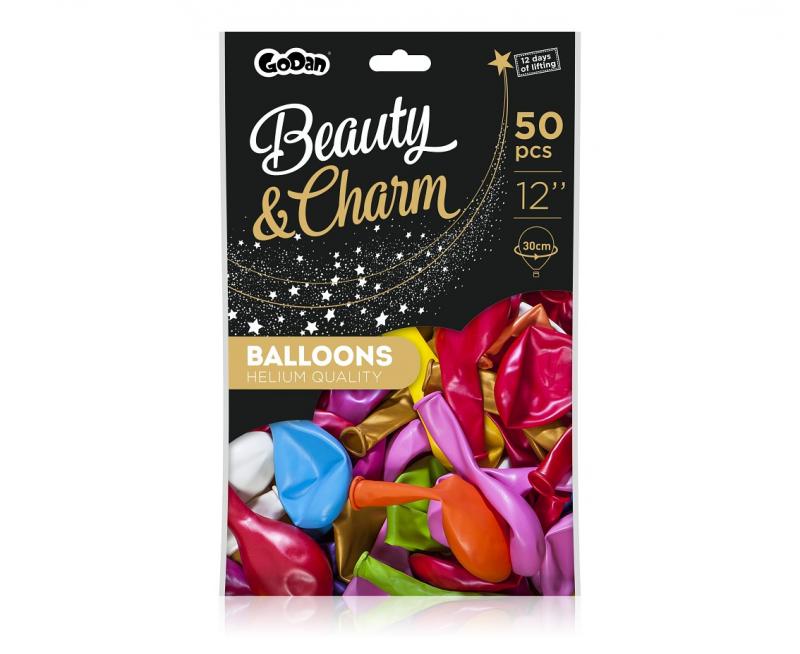 BALONY BEAUTY&CHARM, METALIKI MIX 12'/ 50 szt.