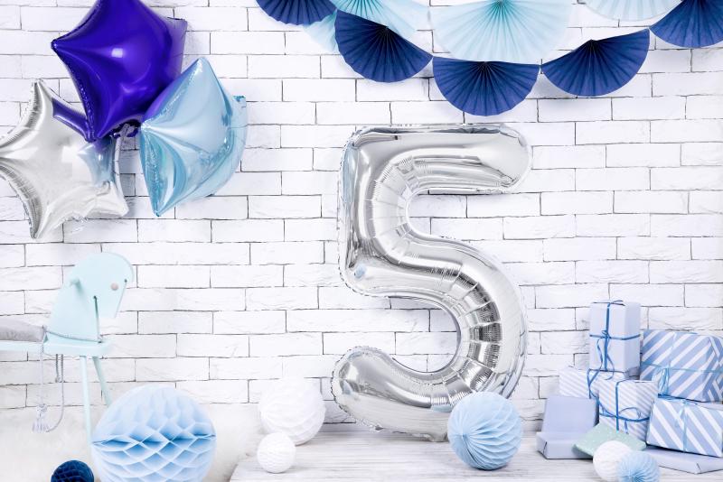 BALON FOLIOWY 5 86CM SREBRNY