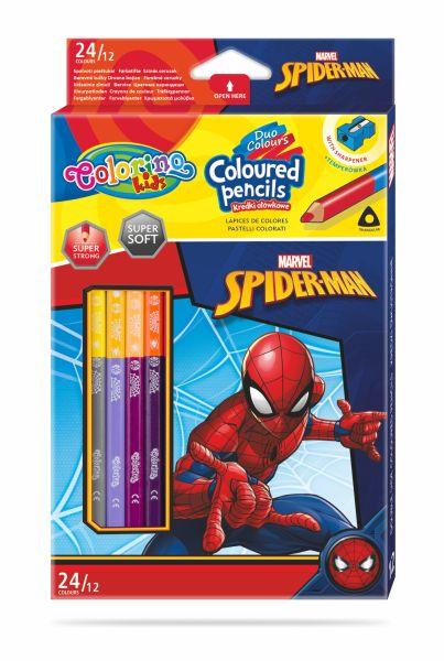 KREDKI OŁÓWKOWE 12/24 COLORINO TRÓJKĄTNE SPIDERMAN DISNEY