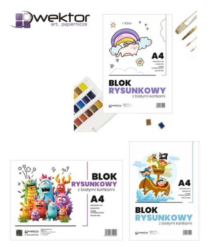 BLOK RYSUNKOWY A4 BIAŁY WEKTOR 80G 20 KARTEK