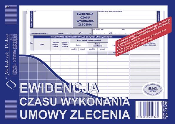 DRUK M EWIDENCJA CZASU WYKONANIA UMOWY ZLECENIA