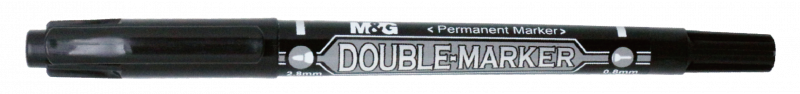 MARKER PERMANENTNY DWUSTRONNY DOUBLE CZARNY 0,8MM/2,8MM MG