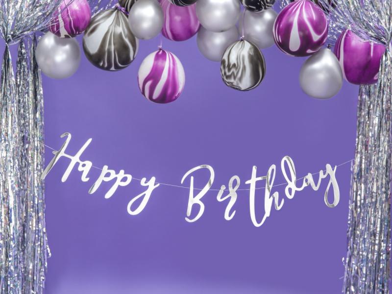 BANER HAPPY BIRTHDAY SREBRNY 62CM