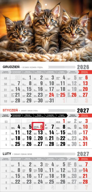 KALENDARZ TRÓJDZIELNY KTM JEDNOPLANSZOWY Z MAGNESEM 2027