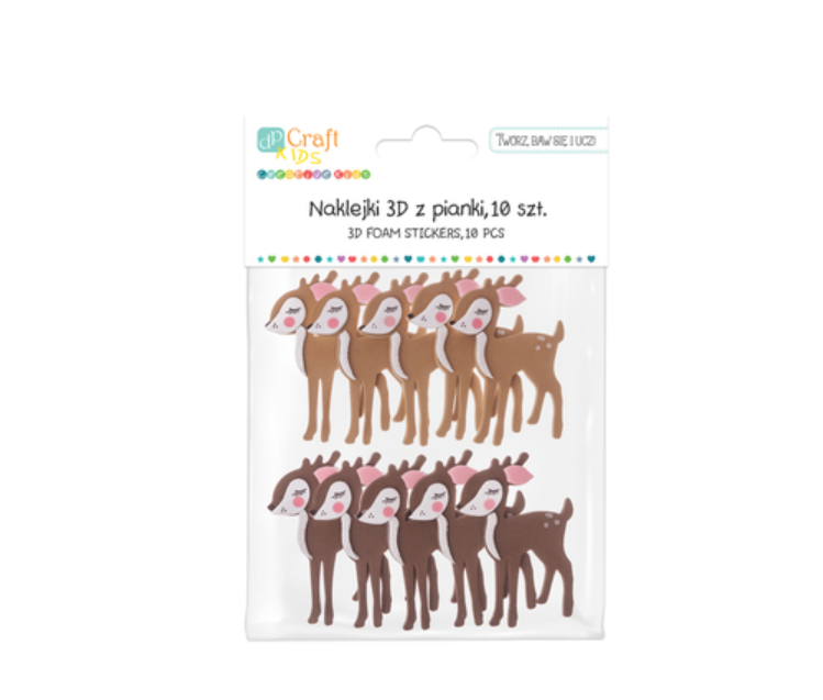 NAKLEJKI 3D Z PIANKI BAMBI 10SZT