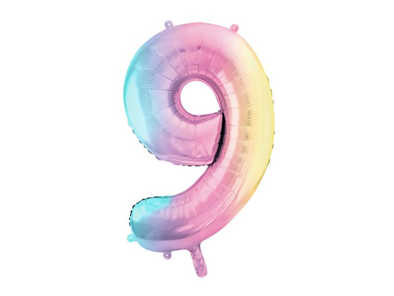 BALON FOLIOWY 9 86CM PASTELOWY TĘCZOWY