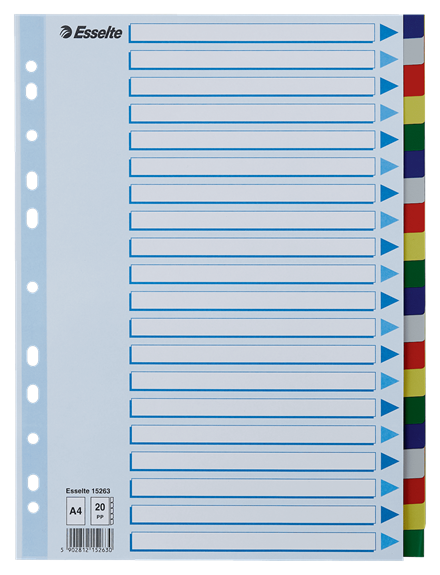 PRZEKŁADKI ESSELTE 1-20 A4 PP KOLOR