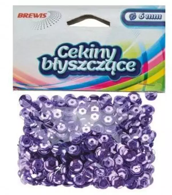 CEKINY BŁYSZCZĄCE 6MM 10G FIOLET B160