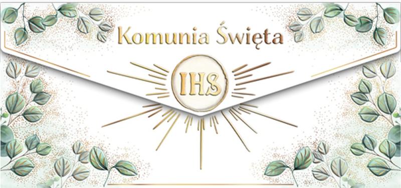 KOPERTA KOMUNIA KIELICH Z EUKALIPTUSEM