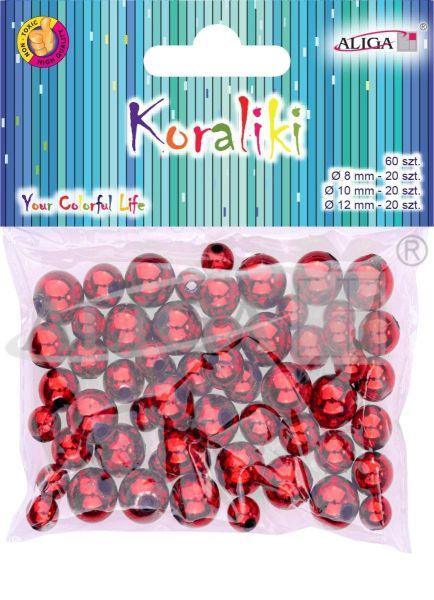 KORALIKI PLASTIKOWE CZERWONE METALIZOWANE MIX A60 PJ-9487