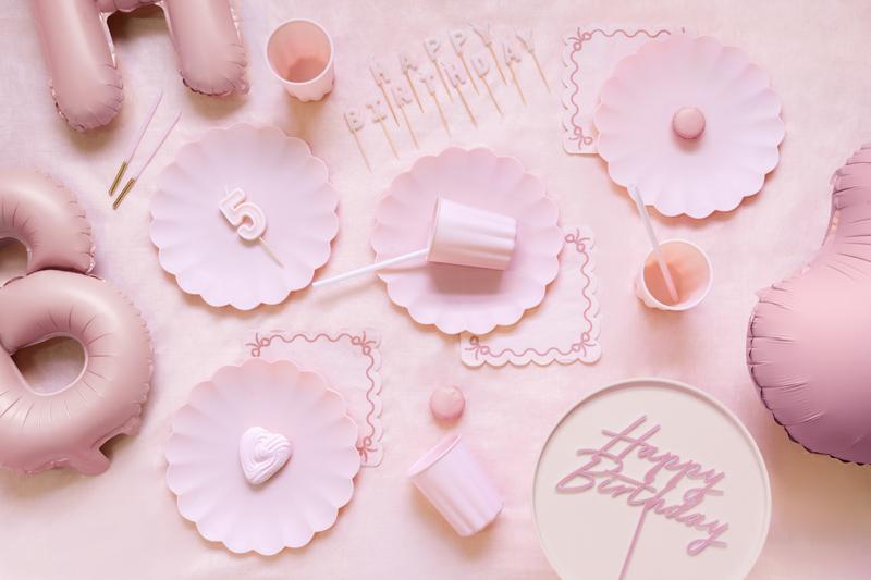 TOPPER AKRYLOWY NA TORT HAPPY BIRTHDAY JASNY RÓŻ 16.5CM