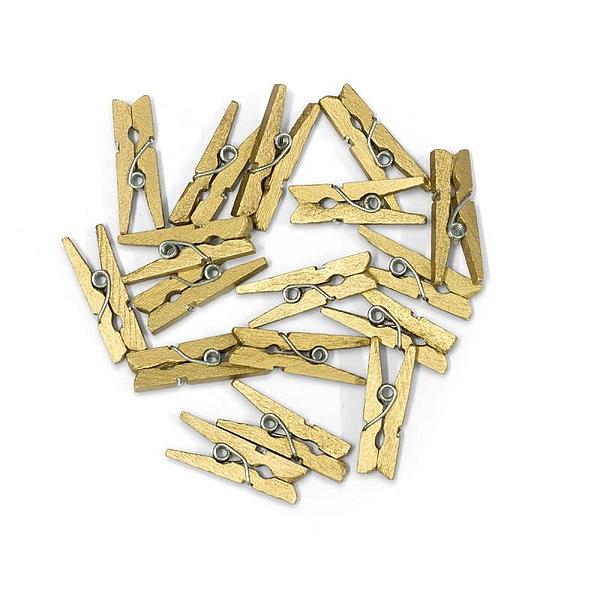 KLAMERKI DREWNIANE 25MM ZŁOTE OP 25SZT