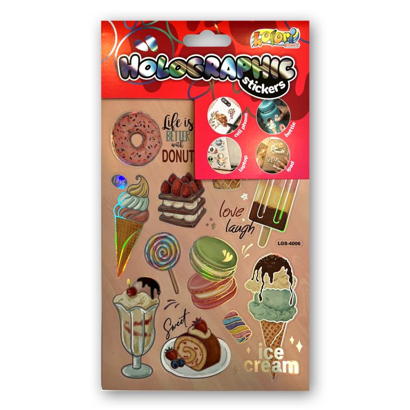 NAKLEJKI HOLOGRAPHIC LGS-4006 SWEETS PENMATE KOLORI