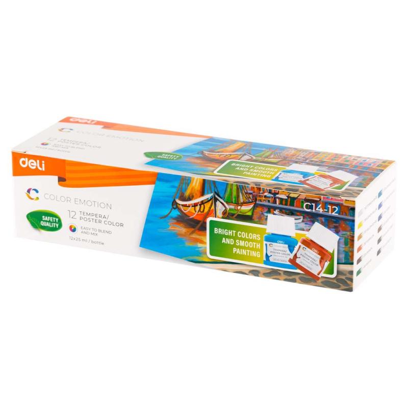 FARBY PLAKATOWE 12 KOLORÓW 25ML/BUTELKA DELI
