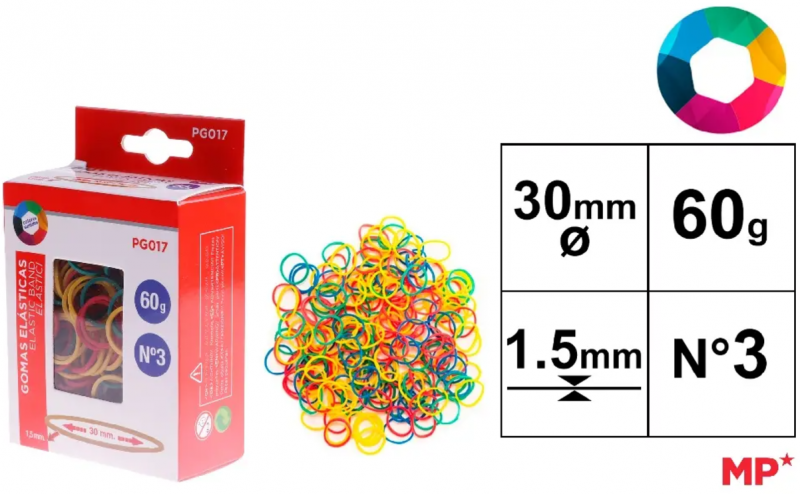 GUMKI RECEPTURKI KOLOROWE 30X1,5MM MP