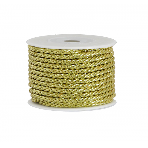 SZNUR ATŁASOWY SKRĘCANY, 3MM/10M ZŁOTY METAL
